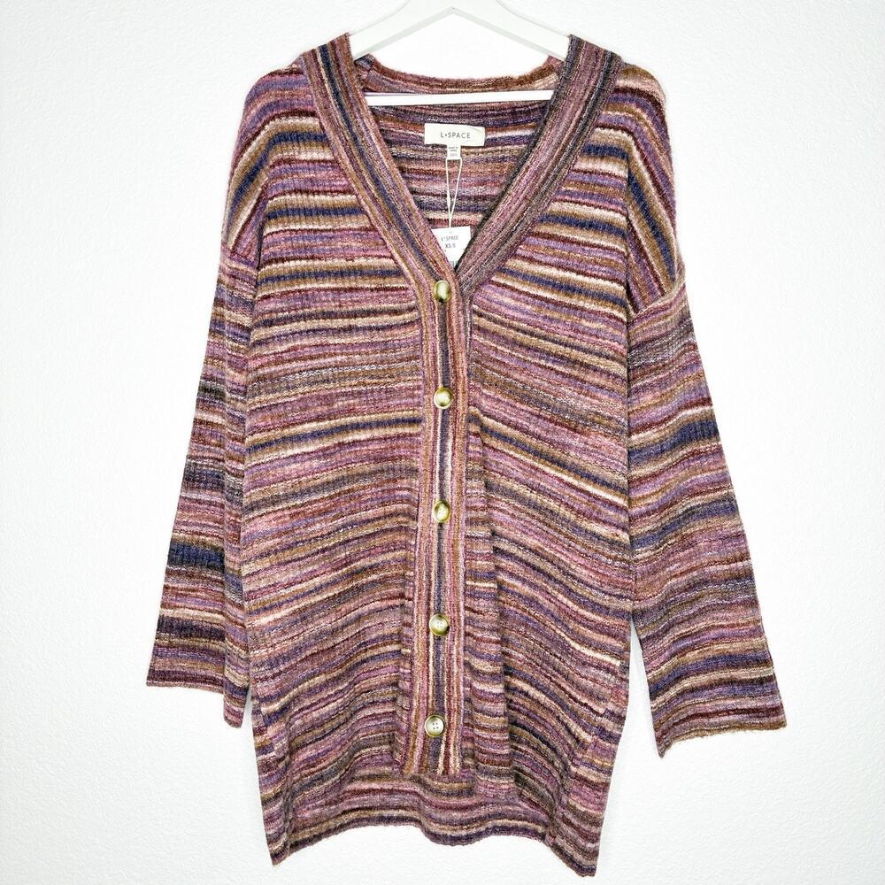 L*Space Demi Mulit Color Striped Cardigan Sweater XS/S NWT - Picture 2 of 10